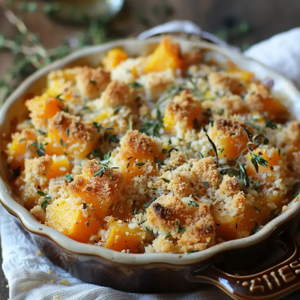 Crumble salé à la courge et parmesan