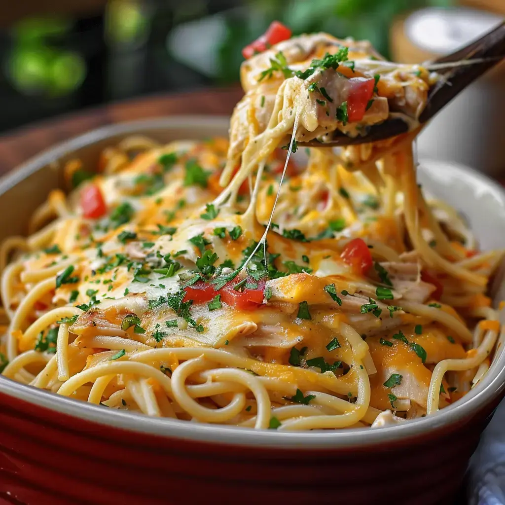 Un plat de pâtes au fromage garni de morceaux de tomate et de persil frais.