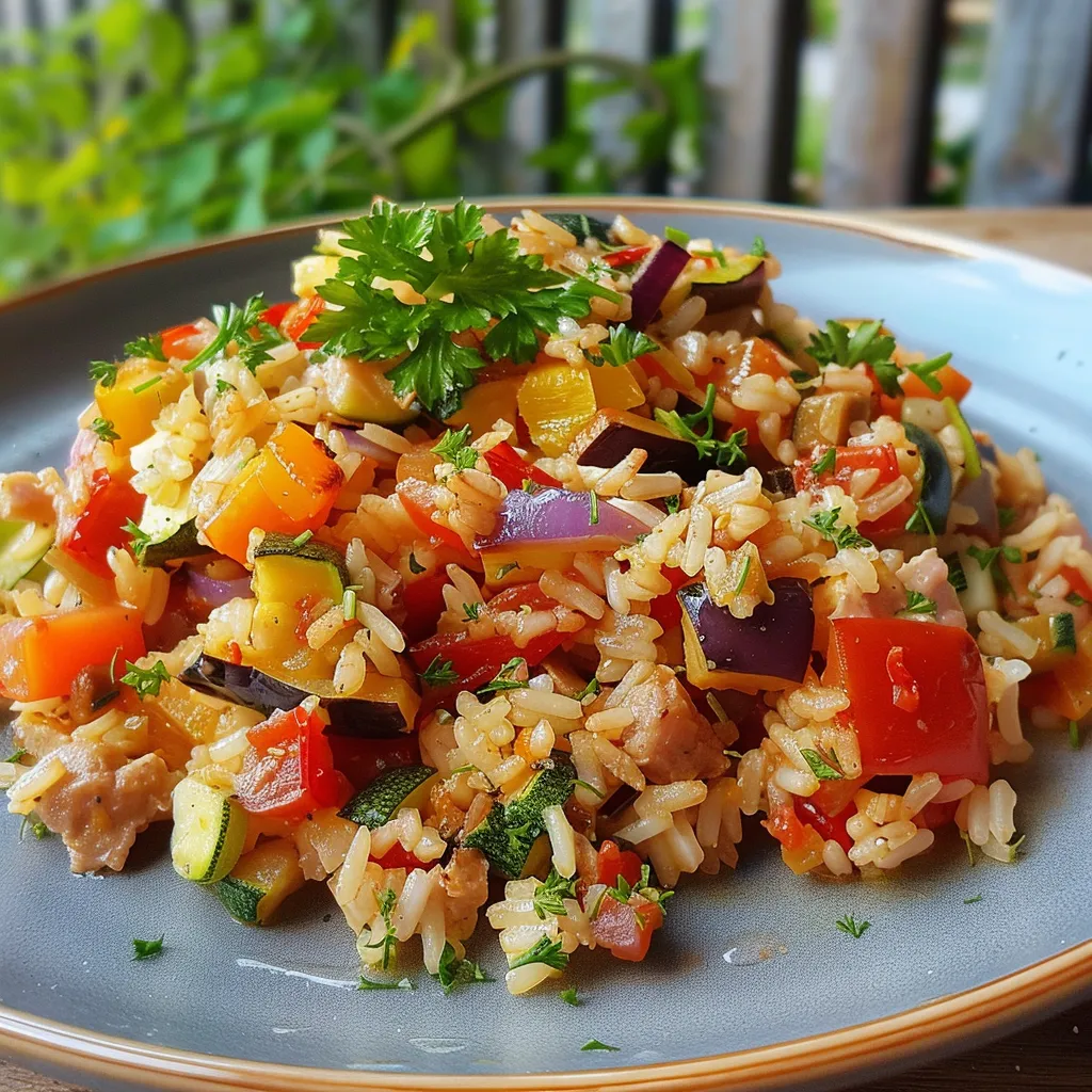 recette de Riz aux légumes & thon au four