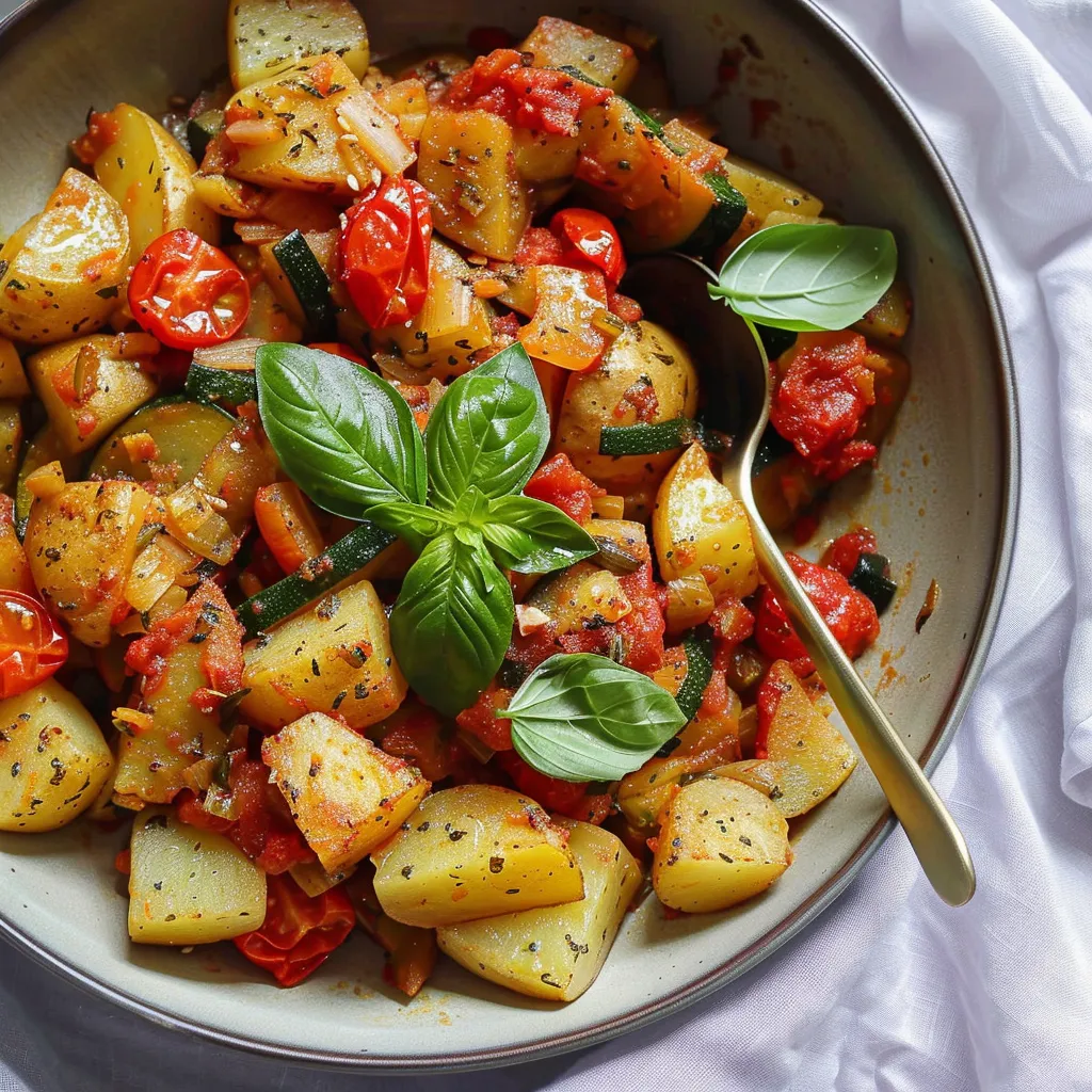 Recette de poêlée pommes de terre, courgettes & tomates un véritable délice