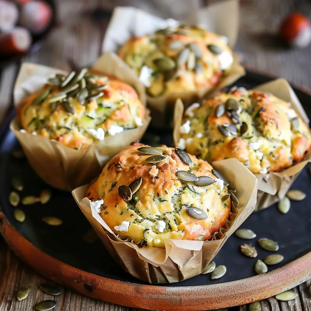 Muffins courgette, chèvre et graines de courge