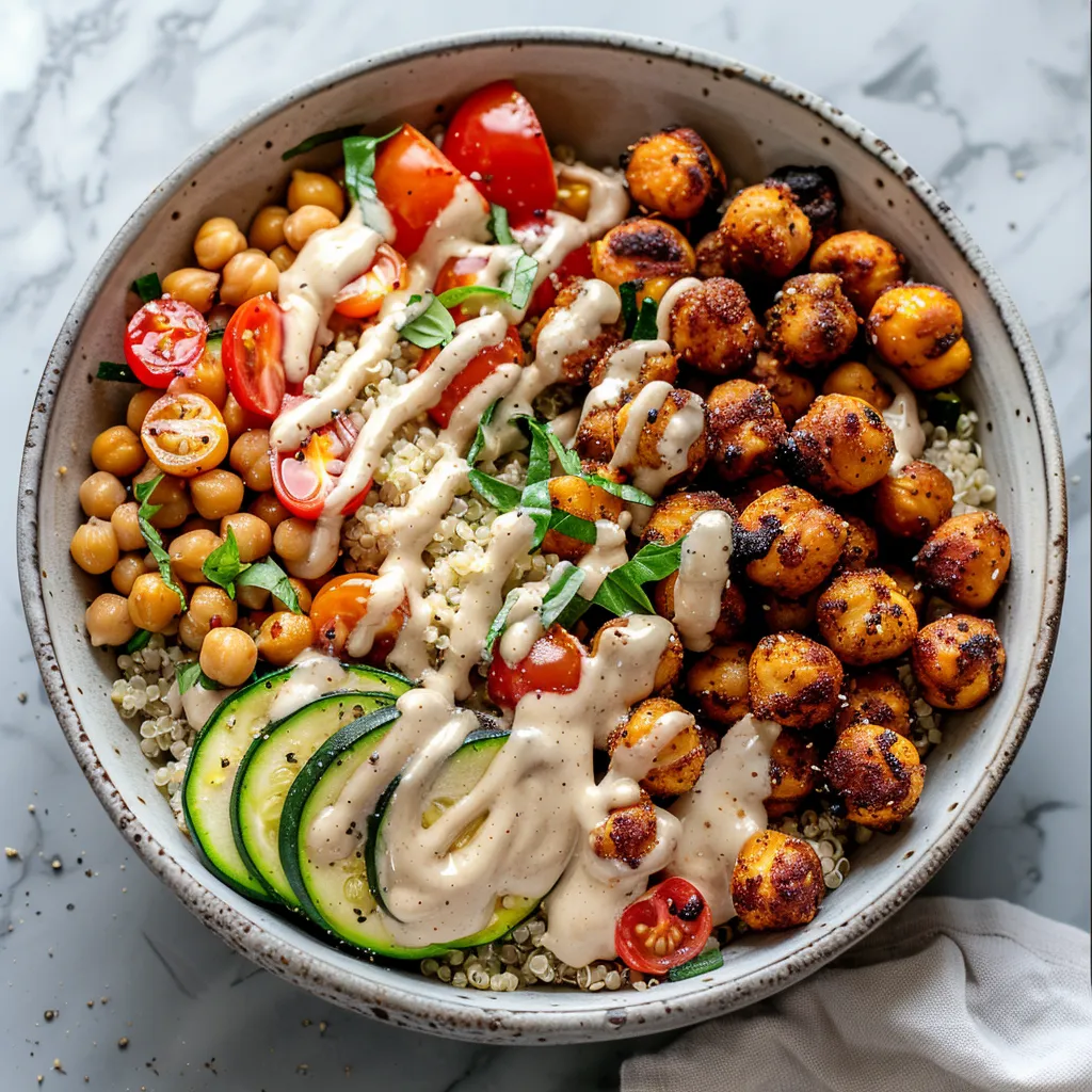 recette de Bol Végétarien aux Pois Chiches Rôtis et Légumes