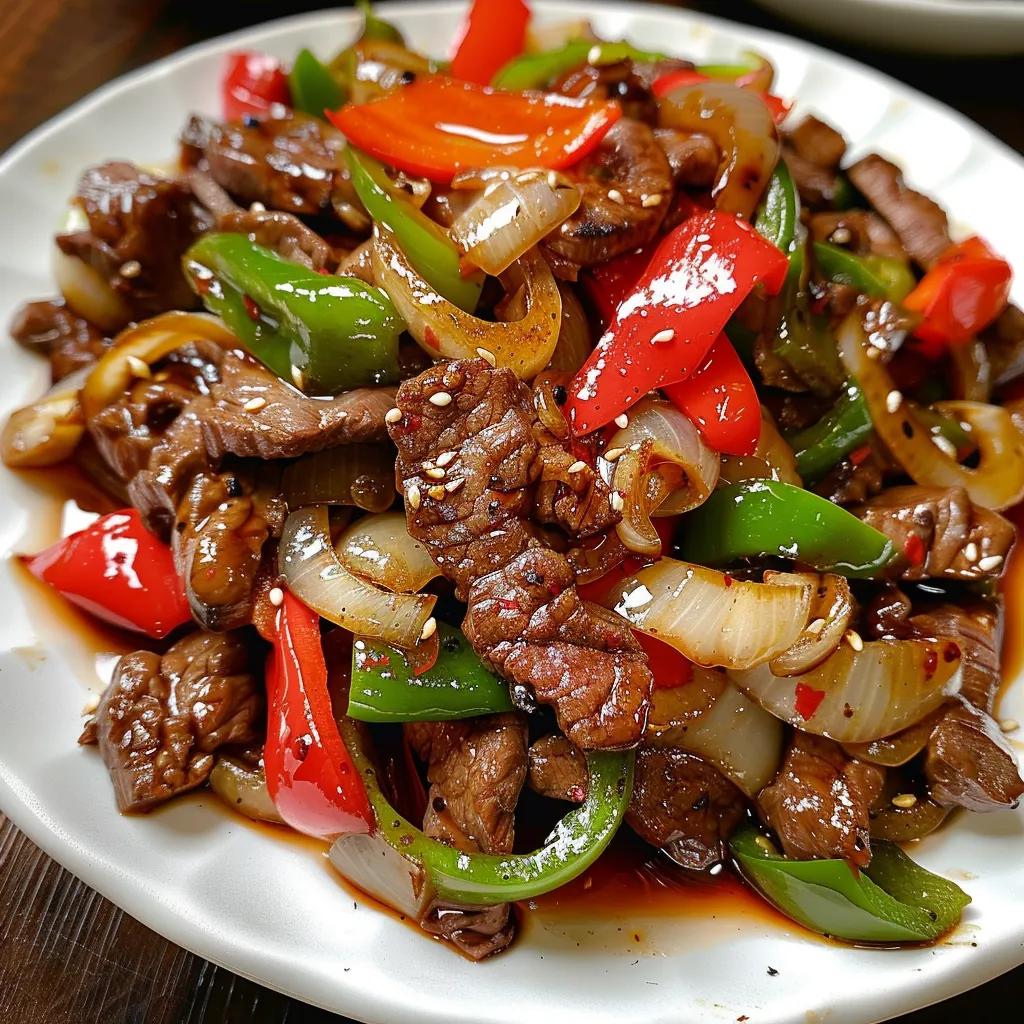 Savoureux bœuf sauté aux poivrons