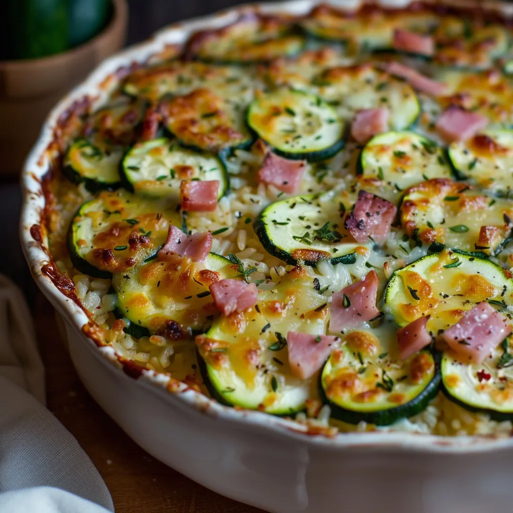 Gratin de Courgettes, Jambon, et Riz