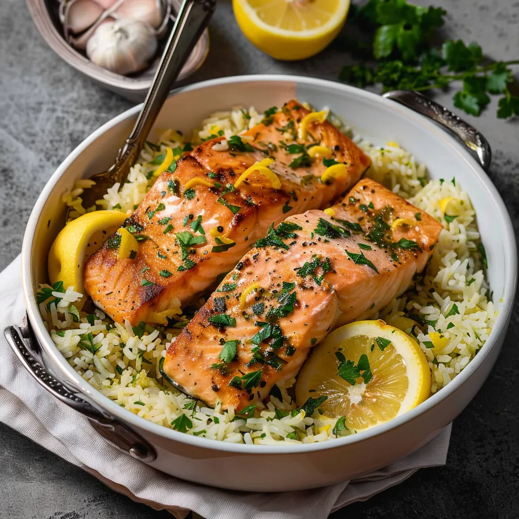 Saumon au Citron avec Riz aux Herbes