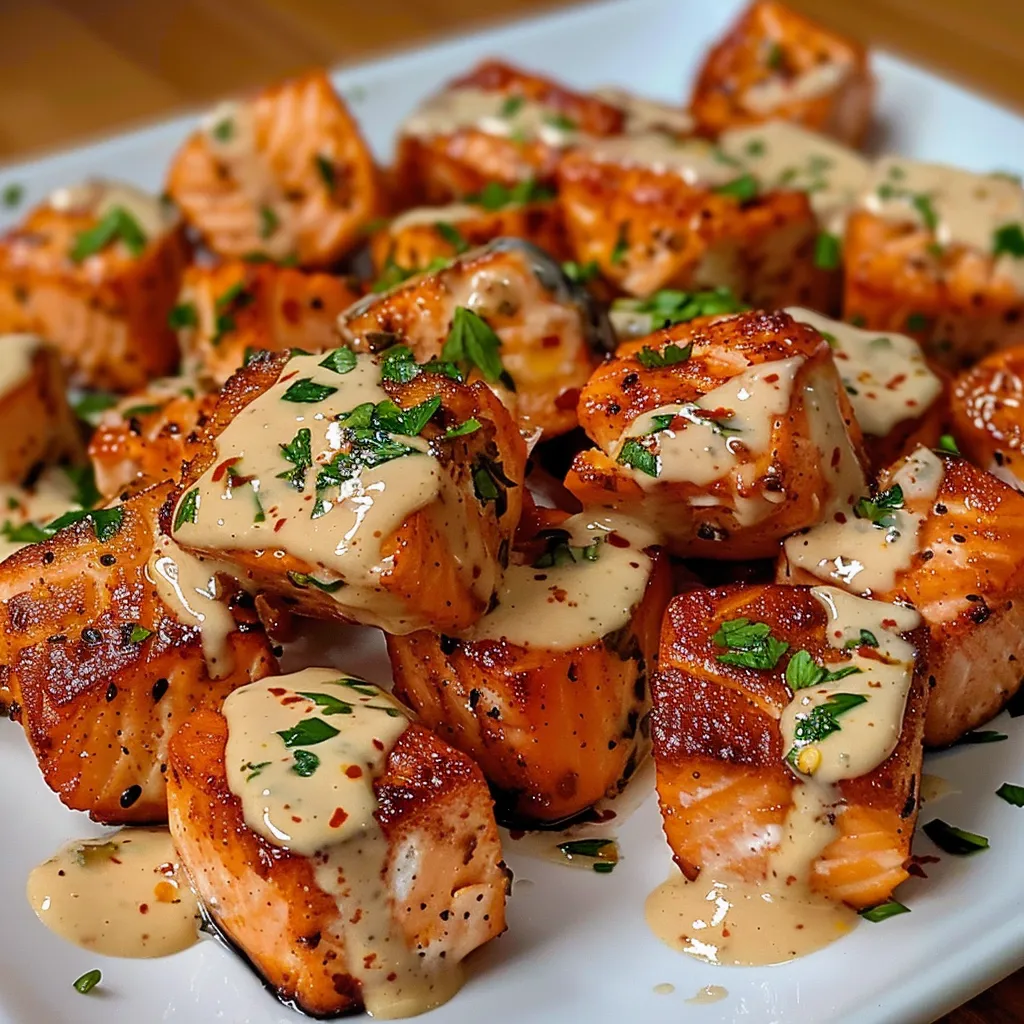 Bouchées de saumon croustillantes et épicées avec sauce Bang Bang