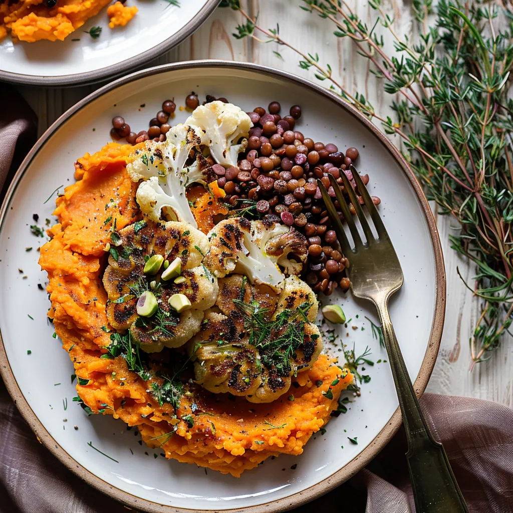 Steak de Chou-Fleur Vegan au Four & Purée de Patate Douce