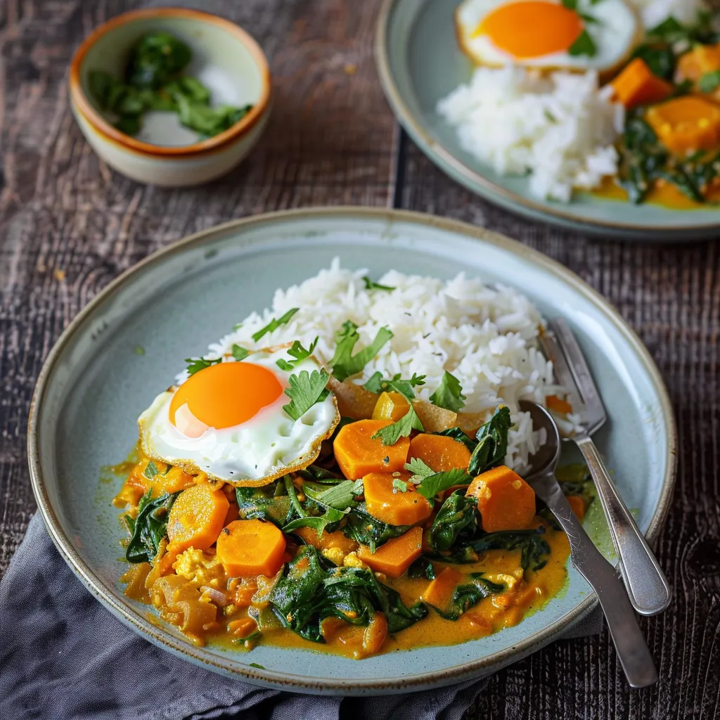 Curry patate douce et épinards