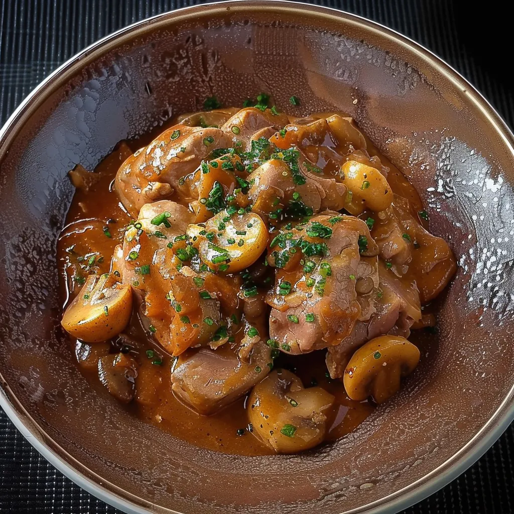Veau Marengo traditionnel aux champignons