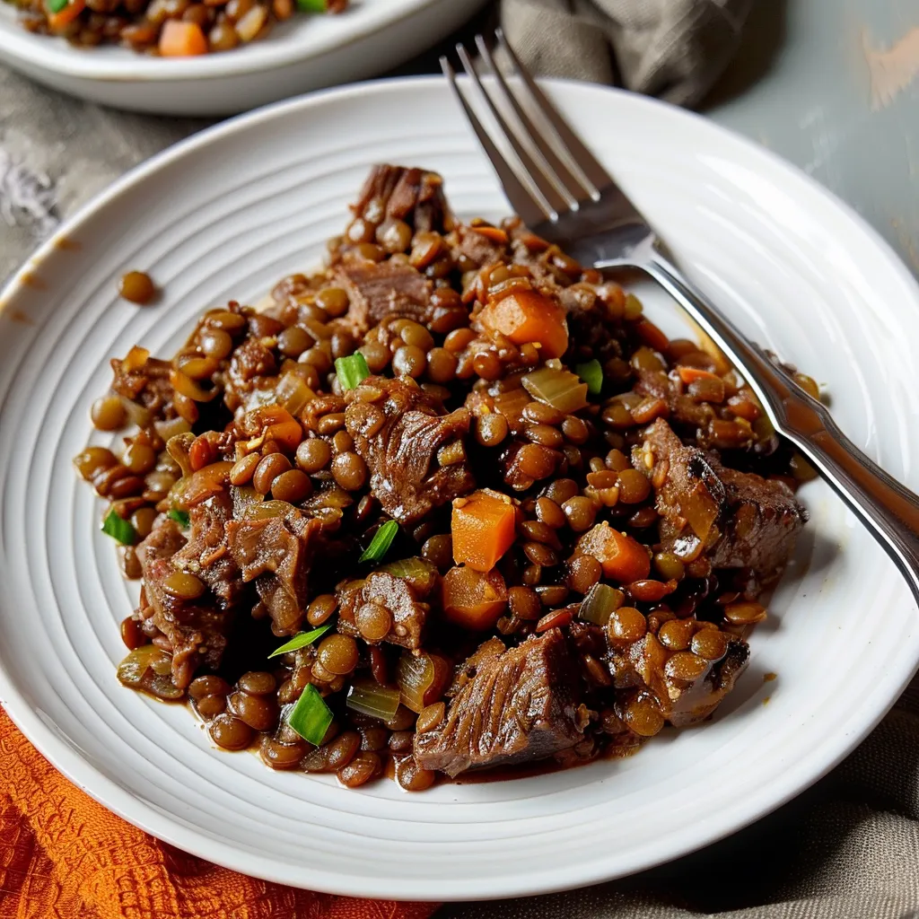 Lentilles au boeuf à l'orientale