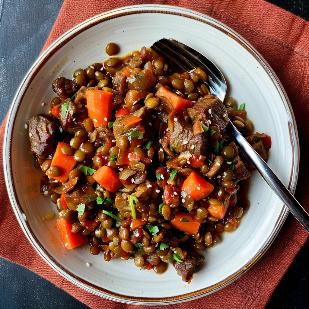 Recette de Lentilles au Bœuf à l'Orientale - Plat Familial