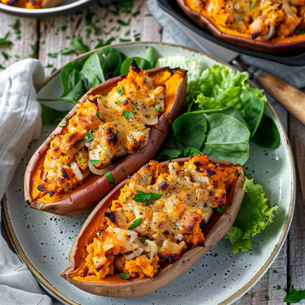 Patate douce farcie au poulet | Recette saine et gourmande