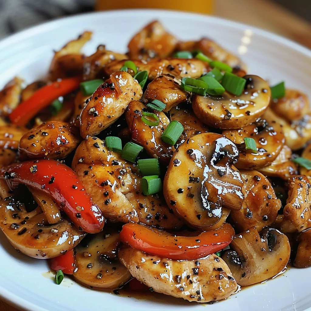 Poulet au Poivre Noir et aux Champignons