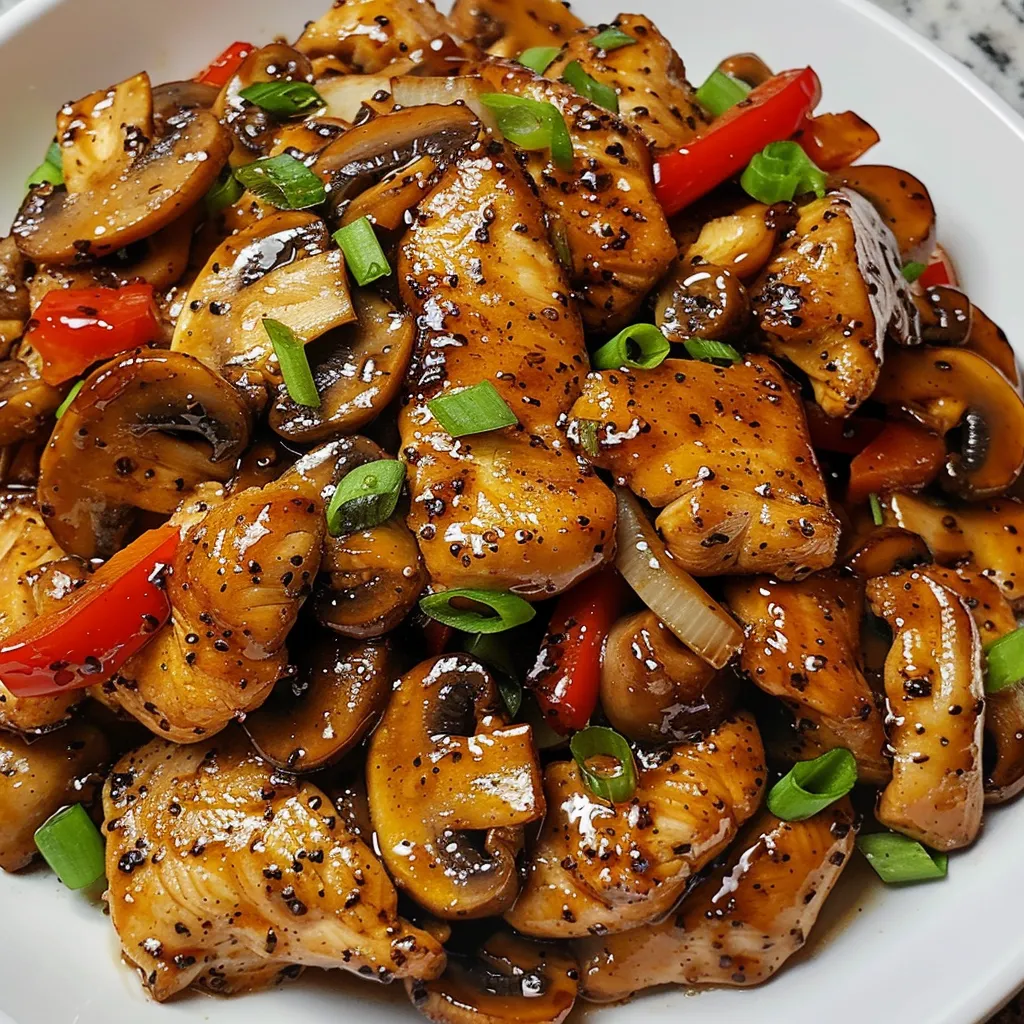 Poulet au Poivre Noir et aux Champignons - Recette asiatique