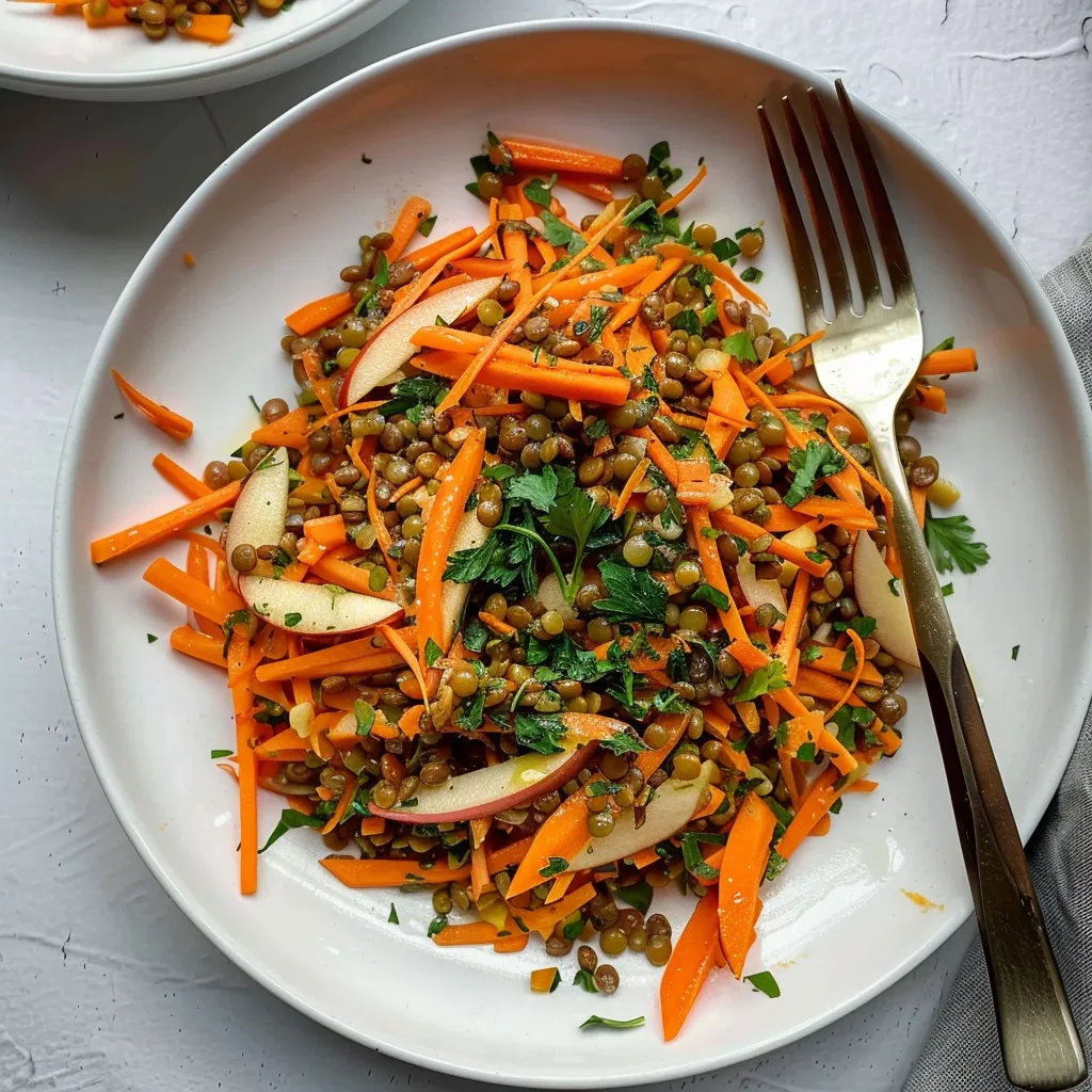 Salade de Carottes, Pomme et Lentilles - Recette Végétarienne Légère