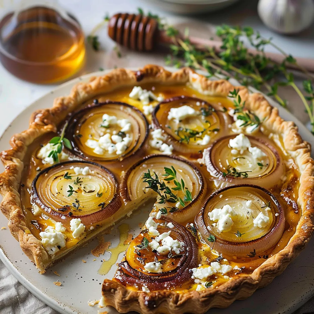 Tarte aux Oignons, Chèvre et Miel - Recette Facile