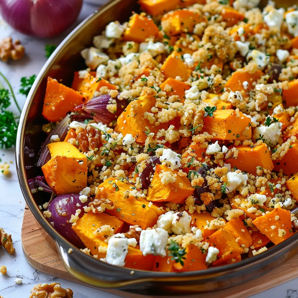 Crumble salé aux légumes d’hiver, feta et noix