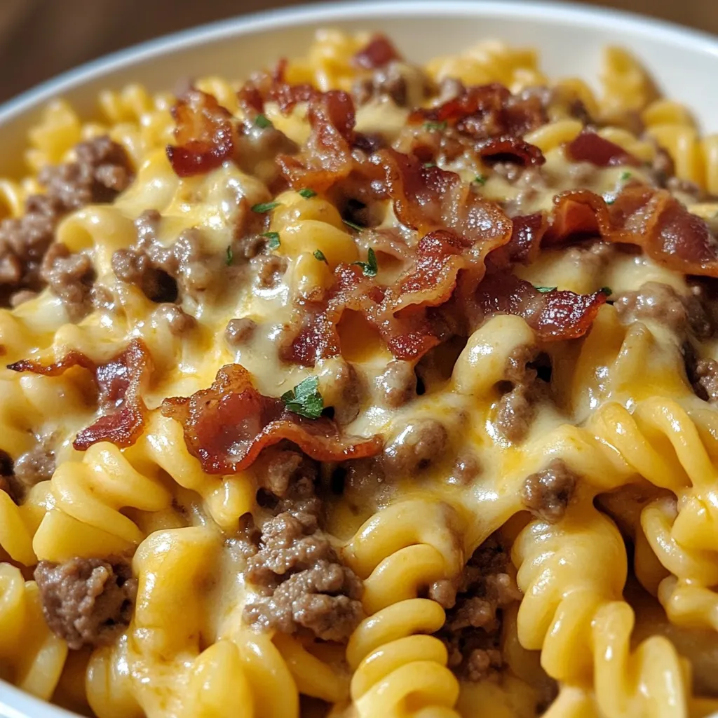 Pâtes au Bacon Façon Cheeseburger - Recette Facile