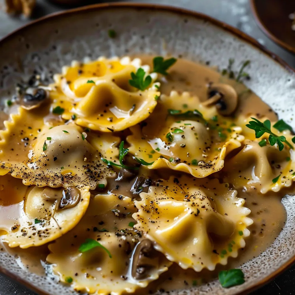 Ravioles à la Sauce Forestière au Foie Gras | Recette de Noël