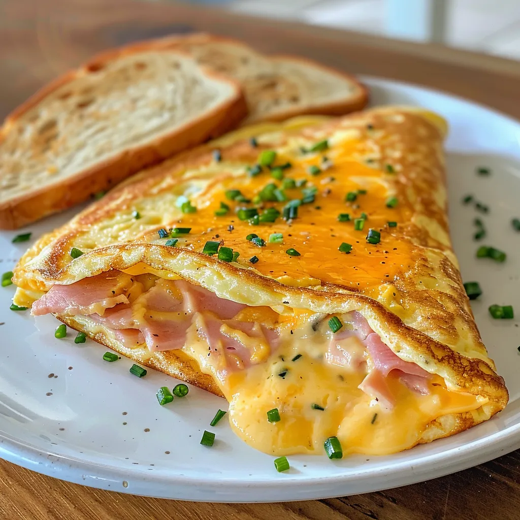 Omelette jambon fromage