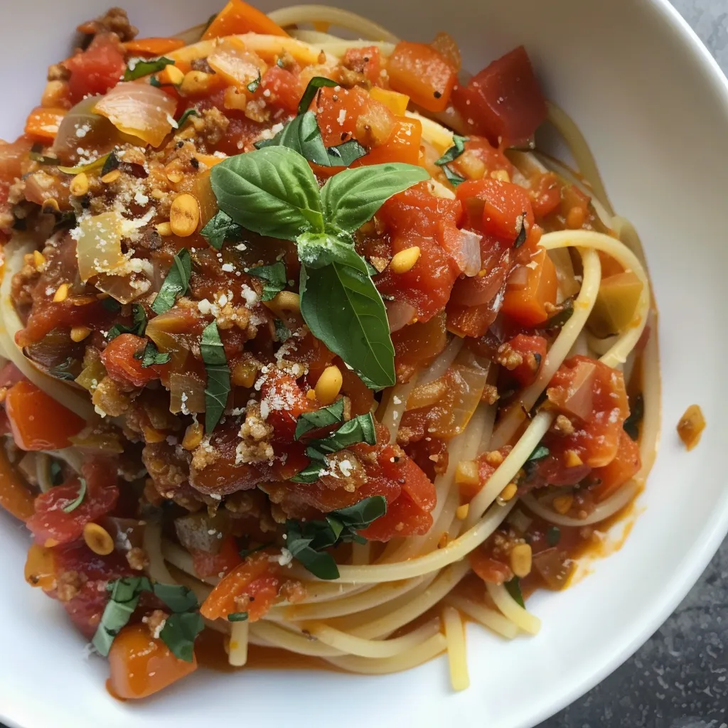 Savoureuse préparation de spaghettis veggie