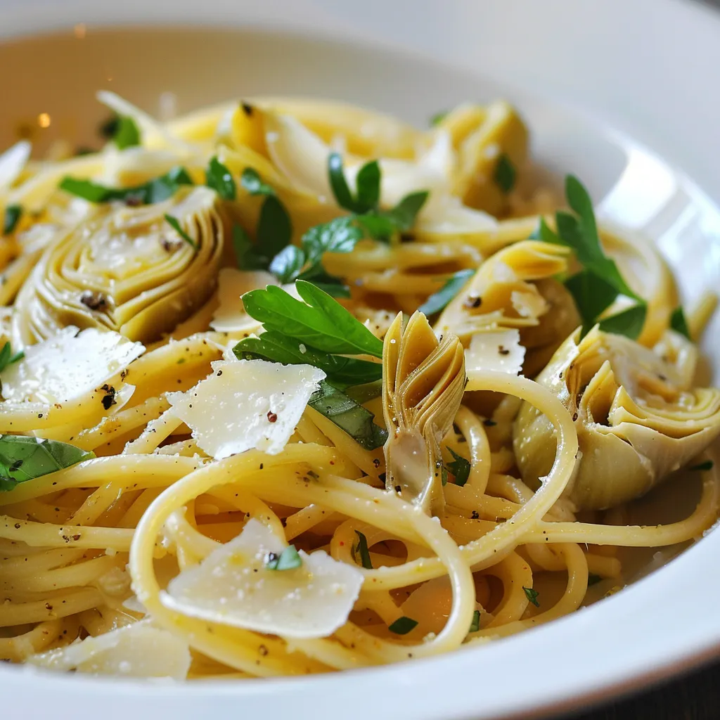 Délicieux spaghettis aux artichauts