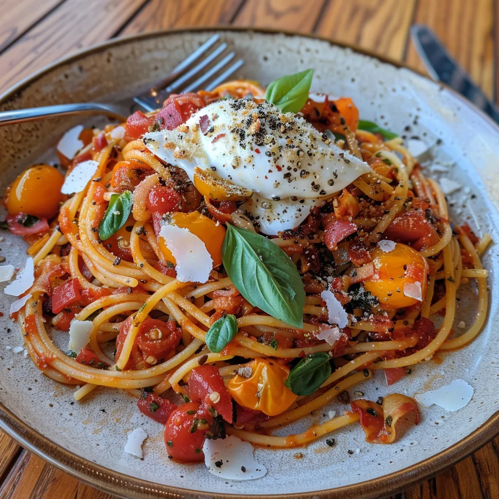 Spaghetti avec pomodorini et guanciale - Une combinaison savoureuse