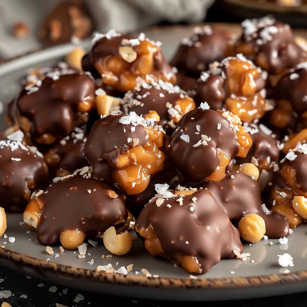 Grappes de cacahuètes enrobées de caramel et chocolat