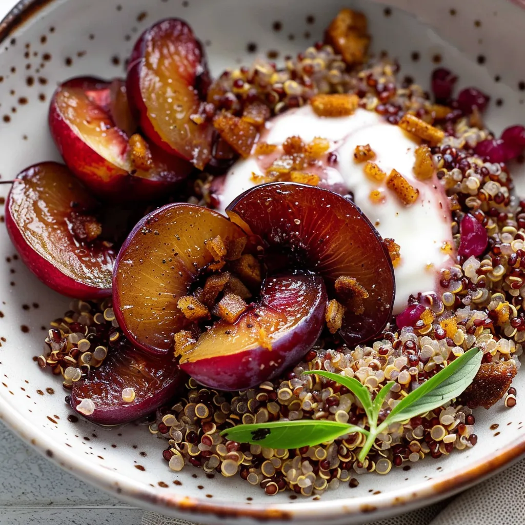 Prunes caramélisées au quinoa