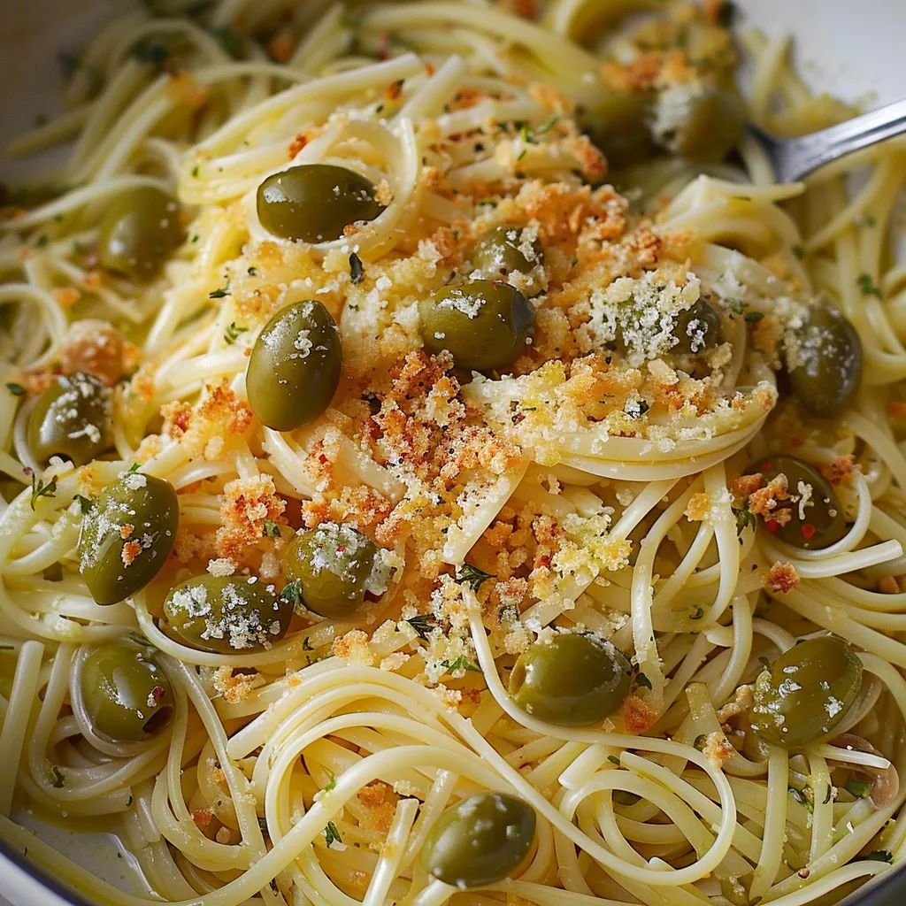 Capellini olives vertes chapelure