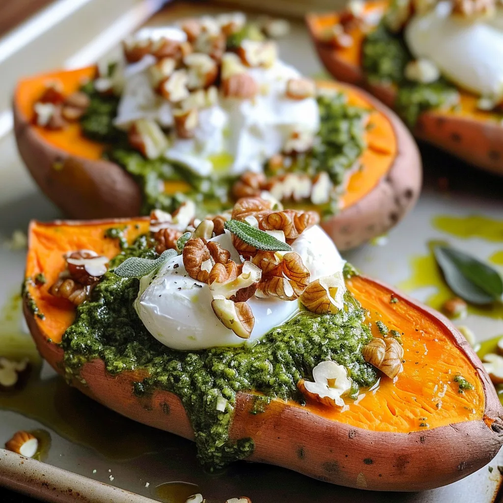 Patates douces au pesto