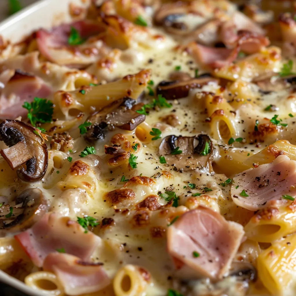 Gratin de pâtes au jambon