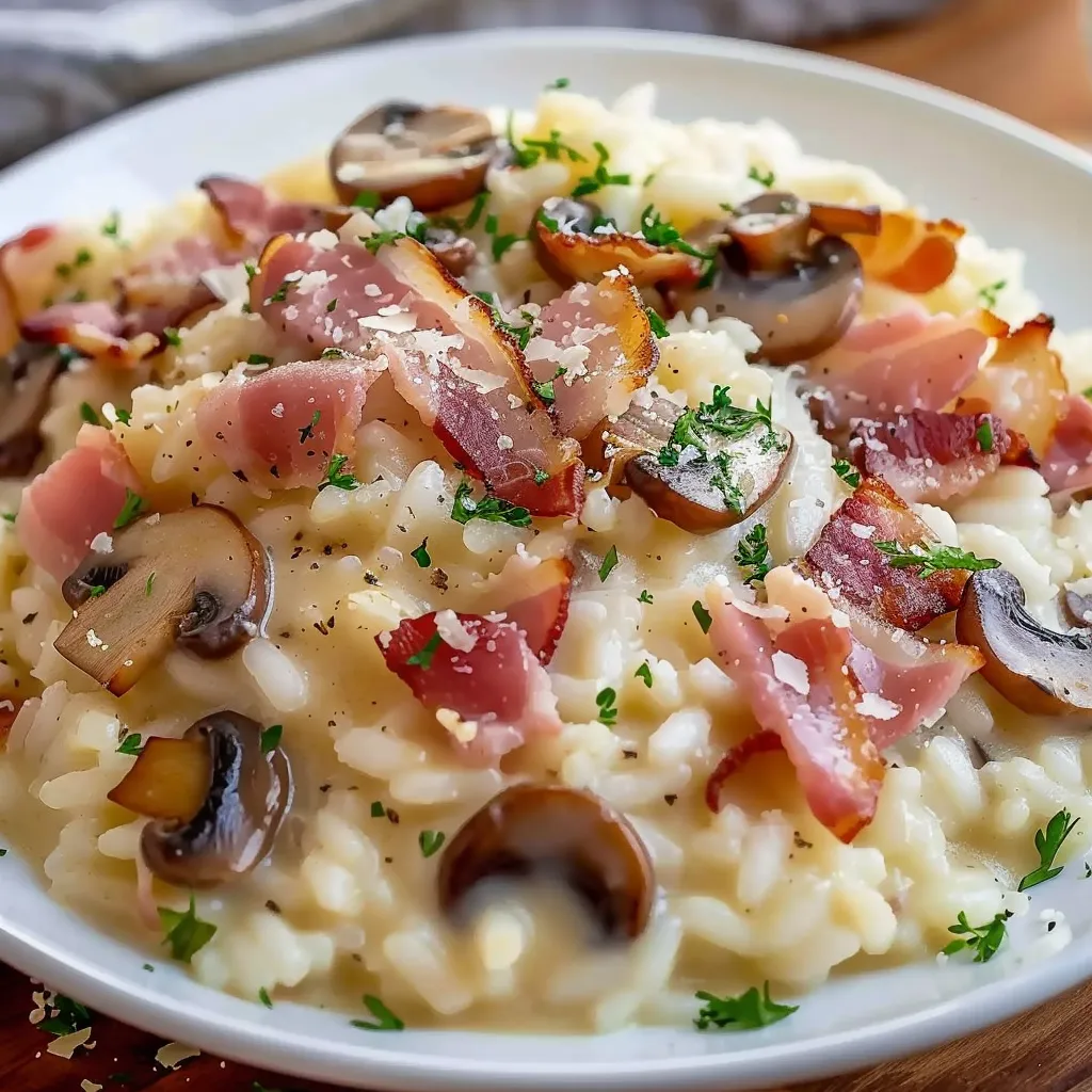 Risotto lardons et champignons