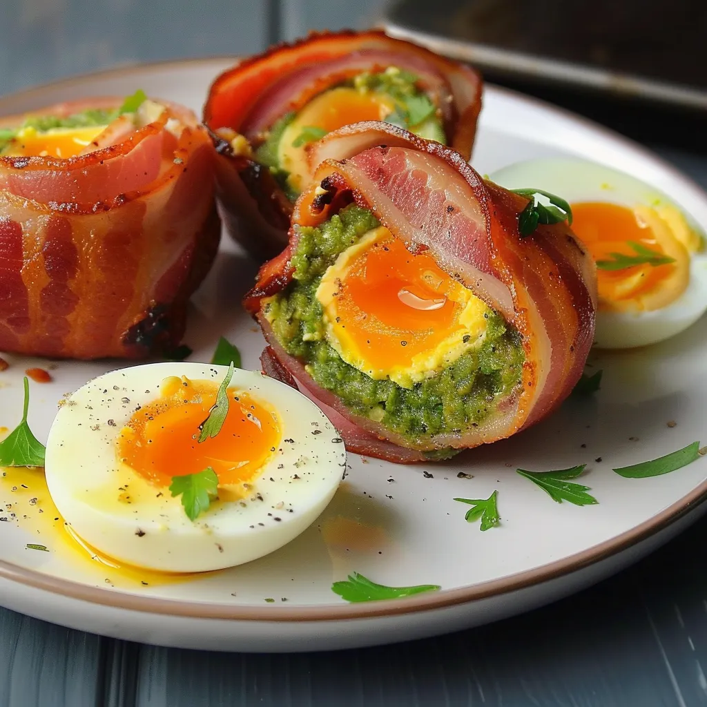 Avocat surprise œuf et lard