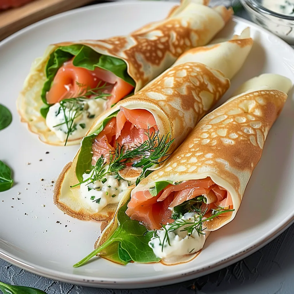 Savourez des crêpes bretonnes roulées au saumon fumé