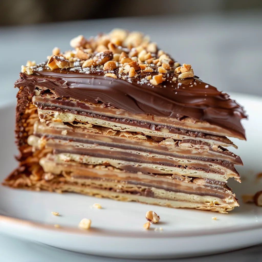 Mille-crêpes chocolat et noisettes, dessert savoureux