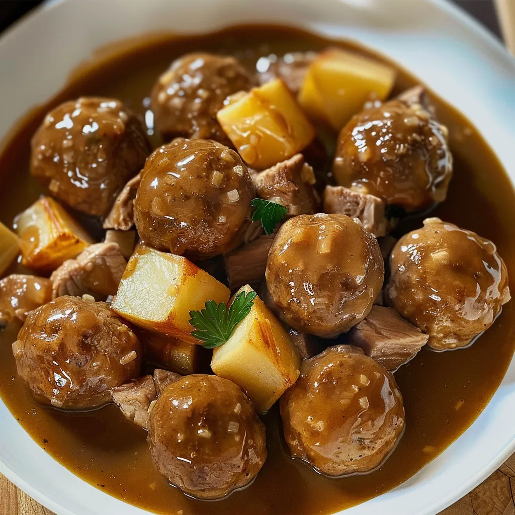 Ragoût boulettes porc maison