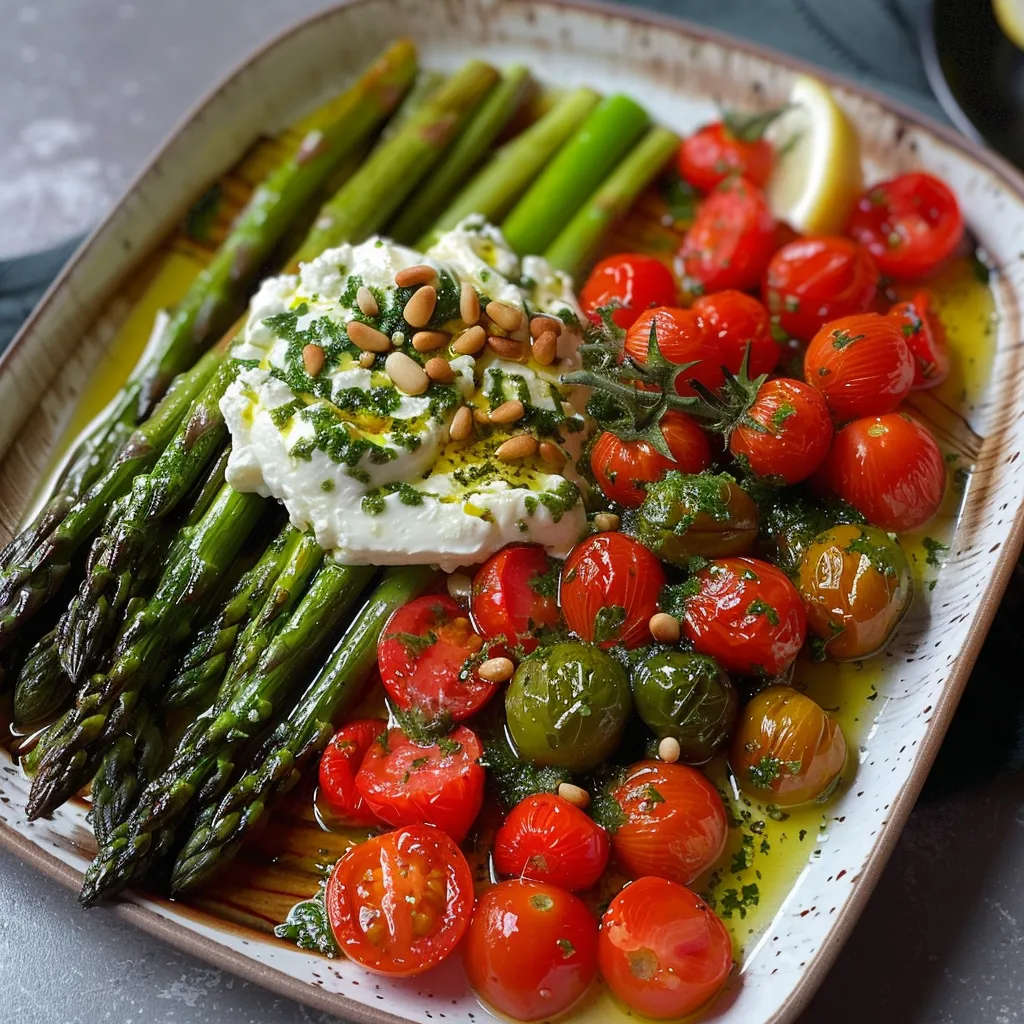 Asperges et tomates au four