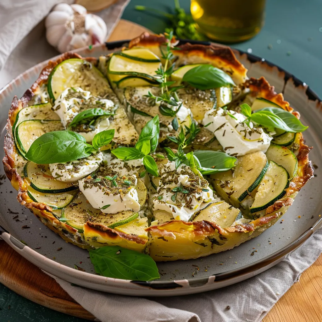 Tarte gourmande aux pommes de terre et courgettes
