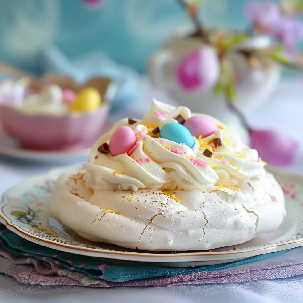 Pavlova élégante pour célébrer Pâques