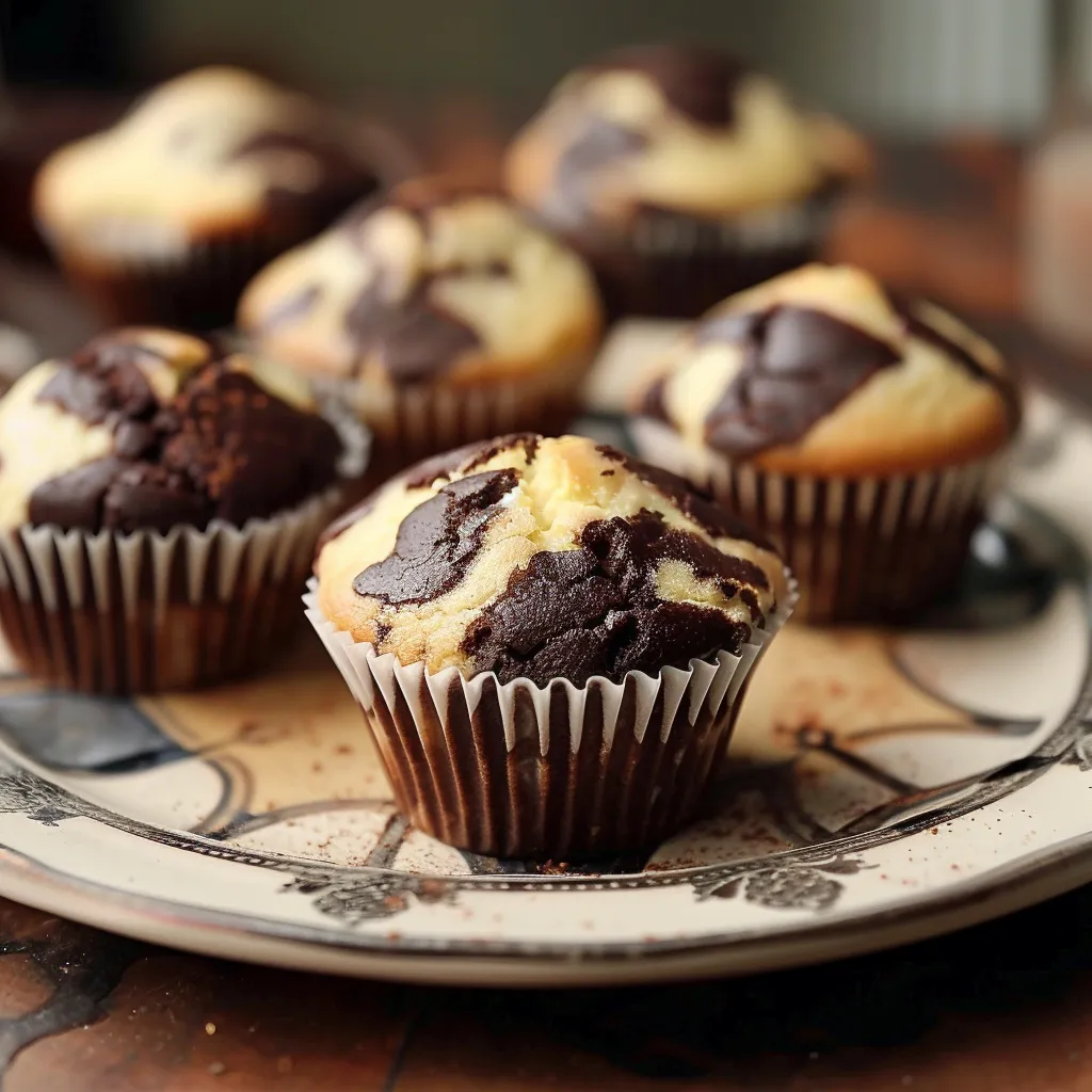 Muffins marbrés au chocolat et vanille moelleux