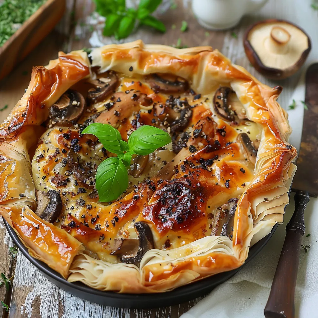 Tarte filo champignons raclette