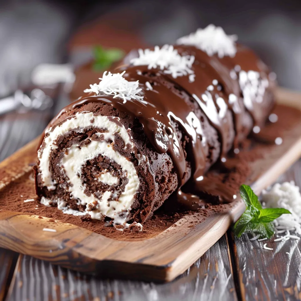 Bûche chocolat et noix de coco