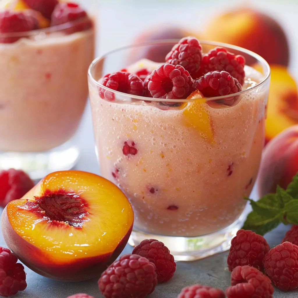 Smoothie pêche et framboises