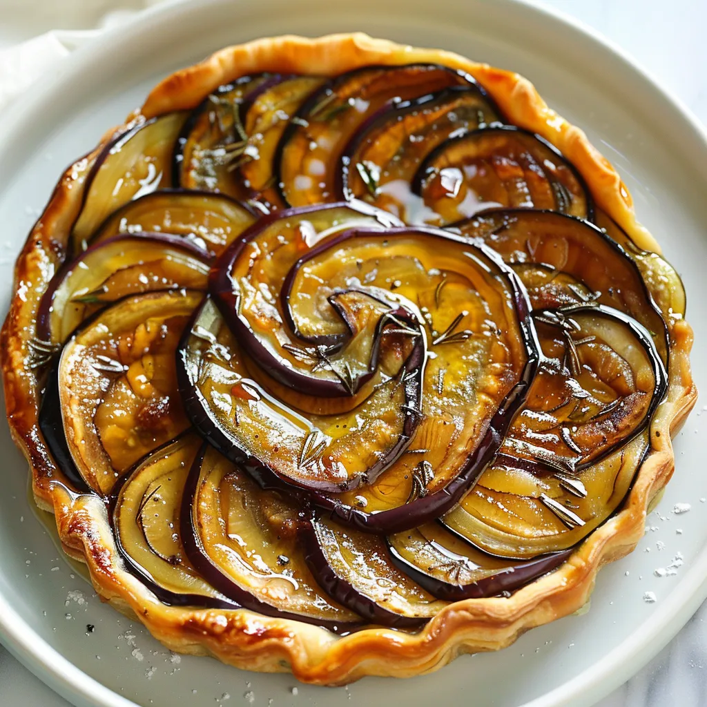 Tarte tatin aux aubergines et miel