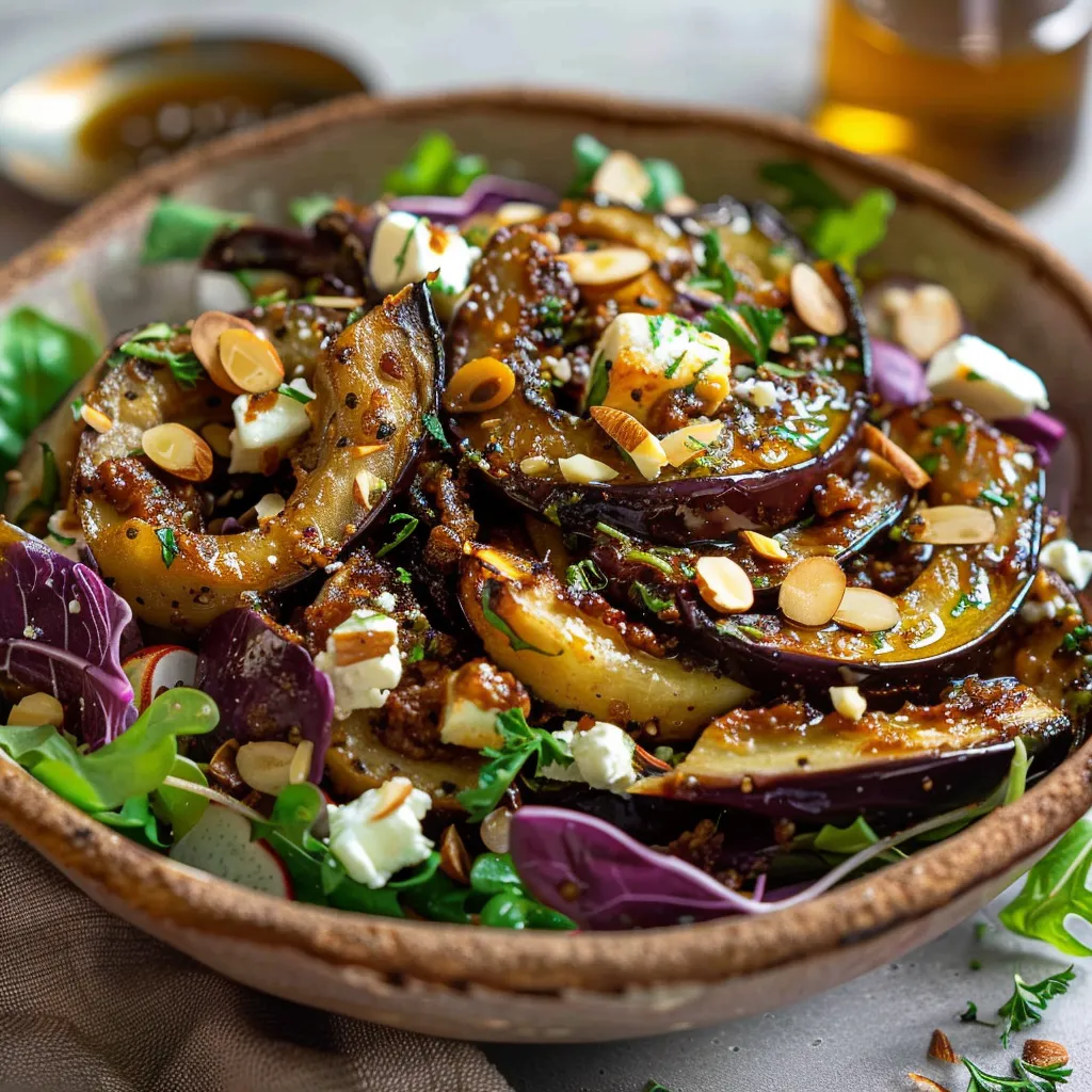 Une savoureuse salade aux aubergines confites