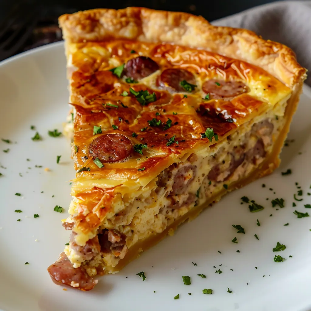 Quiche savoureuse aux knackis et pâte feuilletée
