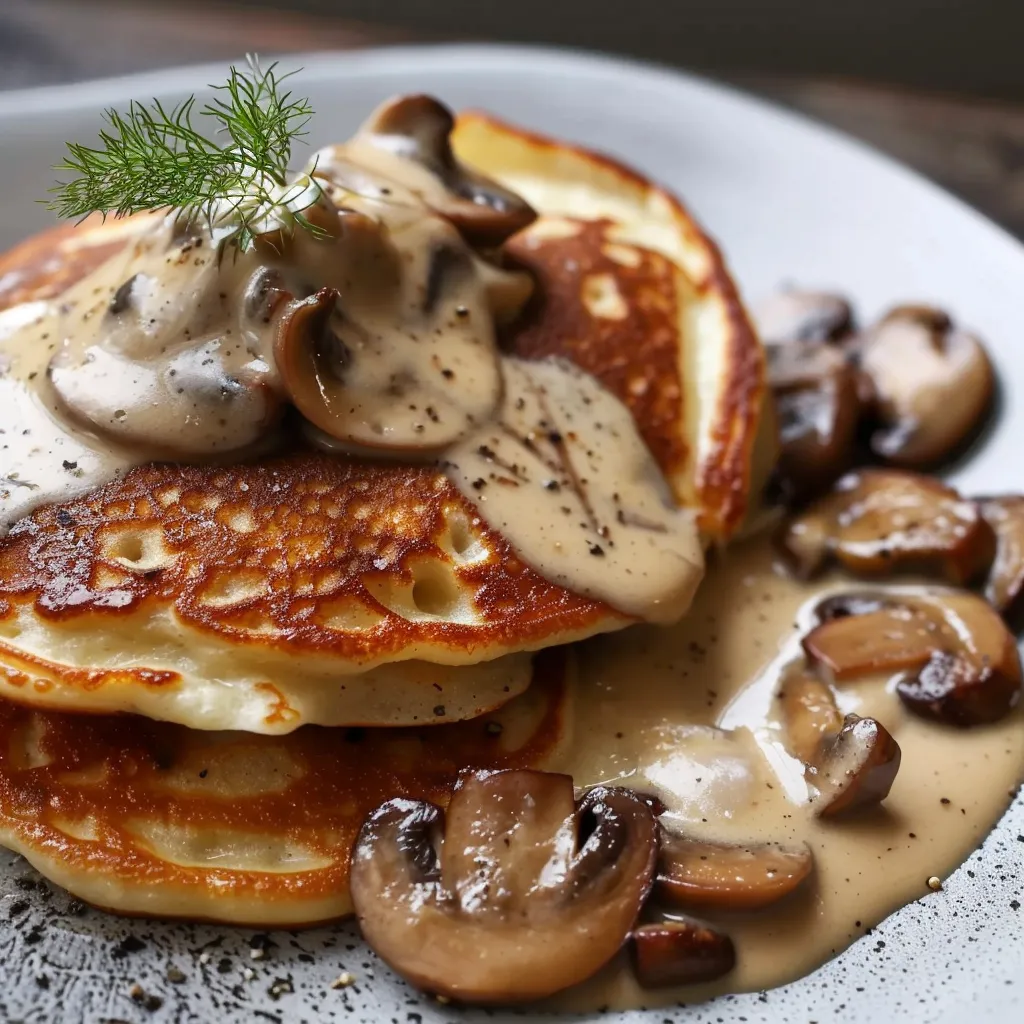 Savoureux pancakes à la crème de champignons