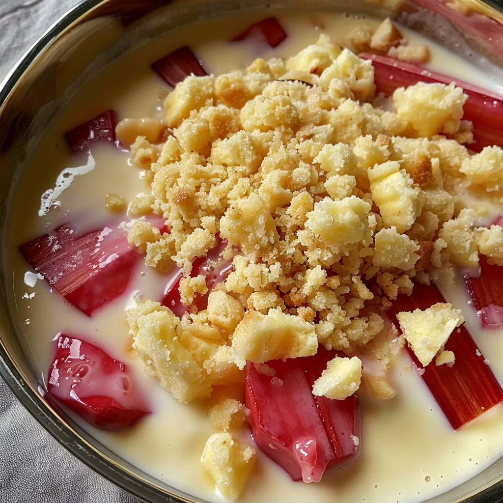 Rhubarbe crème vanille crumble