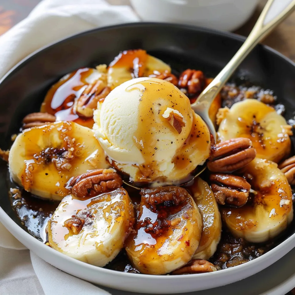 Bananes flambées au caramel et rhum maison